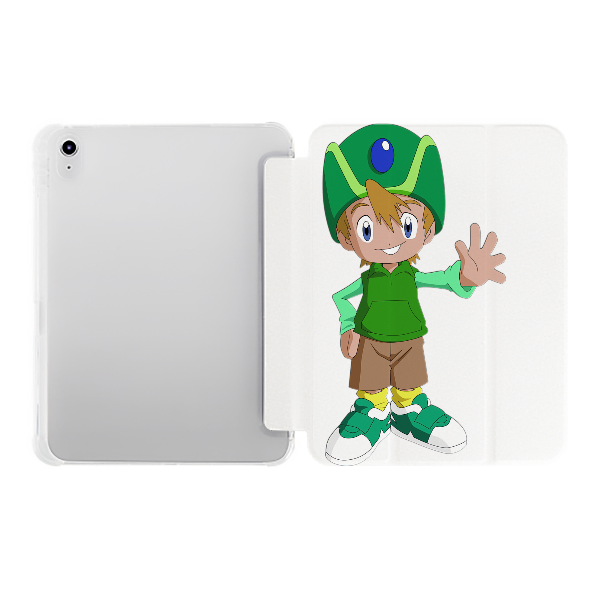 （画像用） Digimon デジタルモンスター/デジモン IPad ケース ペン収納付き 三つ折りスタンド PUレザー×シリコン 対応機種9.5/10.5/10.9インチ